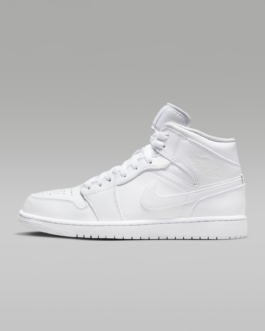 Air Jordan 1 Mid Shoes 554724-136 Triple White